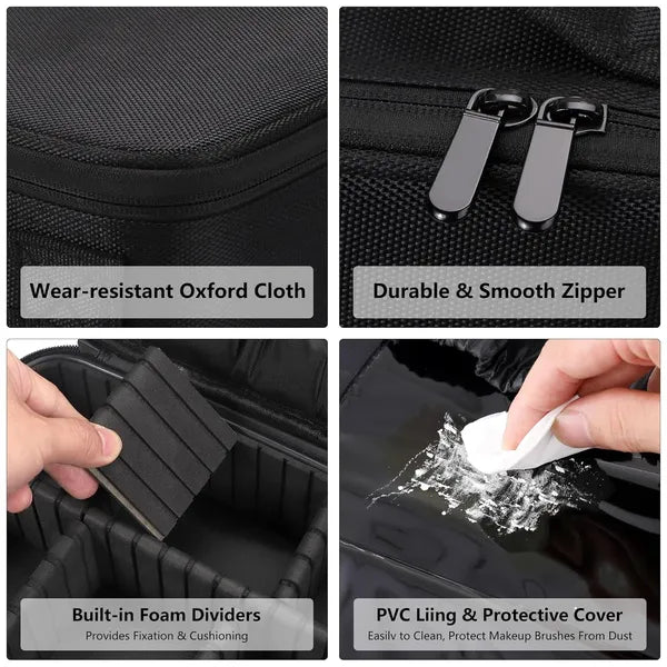 Travel Cosmetic Bag, Women's Portable Cosmetic Case, Professional Cosmetic Storage Box With Adjustable Dividers, Can Store Makeup Brushes, Toiletries, Jewelry, Digital Accessories, Etc